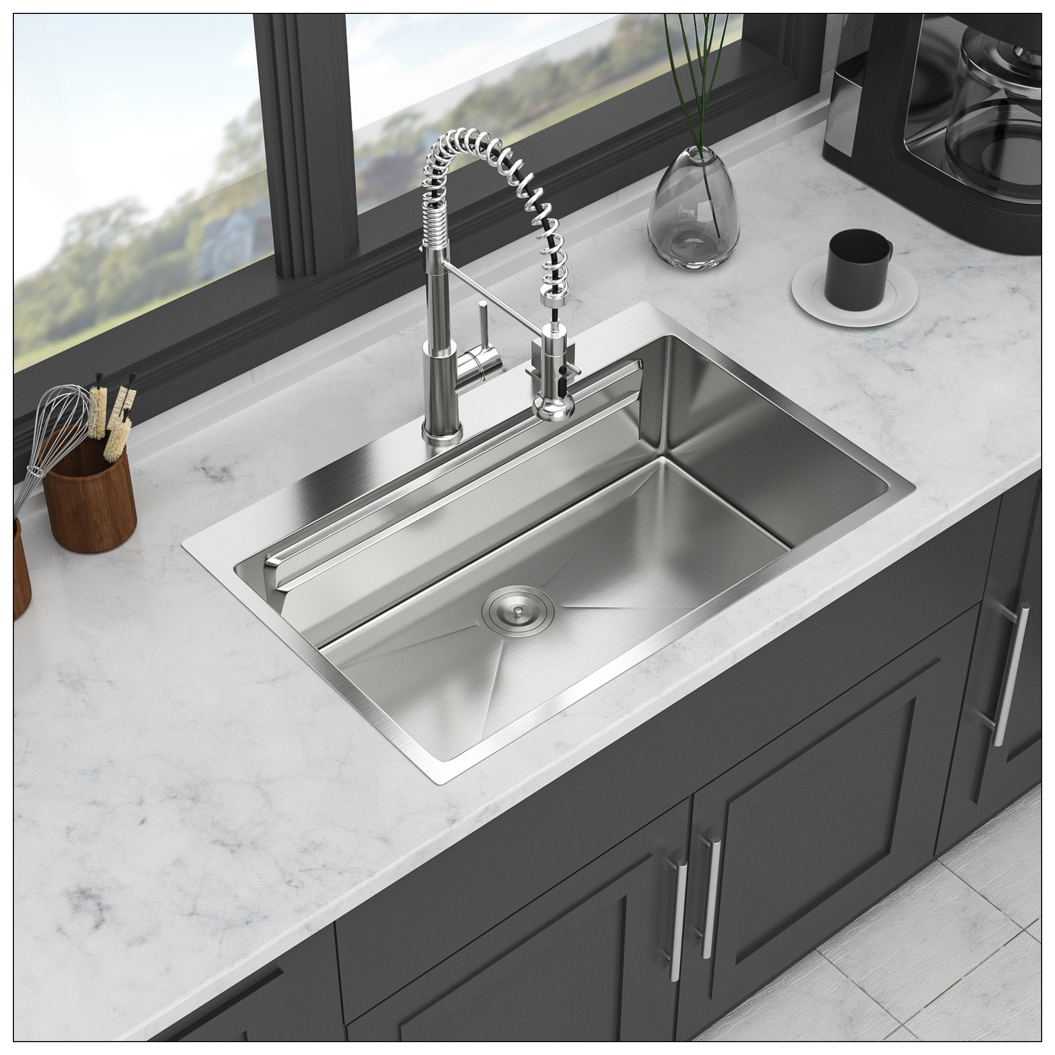 REDmintss 33" Drop In Kitchen Sink - 33*22 Inch Kitchen Sink Drop-In ...